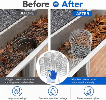 （ 6 PCS）Aluminum Alloy Gutter Guard, Clog‑Free Leaf & Debris Catcher for Gutter Downspout Household Drainage