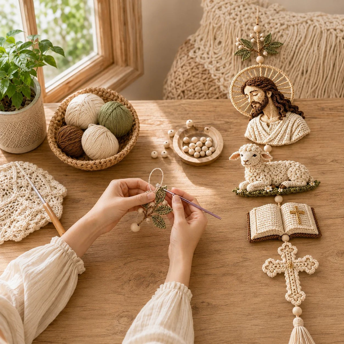✝️🧵Blessed Faith Hanging Cascade DIY Crochet Kit