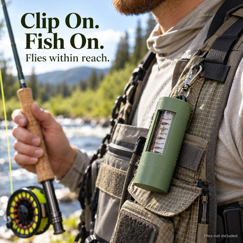 🎣 Wearable Fly Box | Hands-Free Storage with Quick-Access Swivel Clip & Clear Window Design