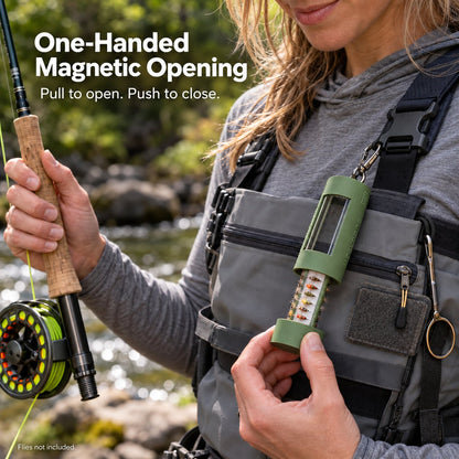 🎣 Wearable Fly Box | Hands-Free Storage with Quick-Access Swivel Clip & Clear Window Design