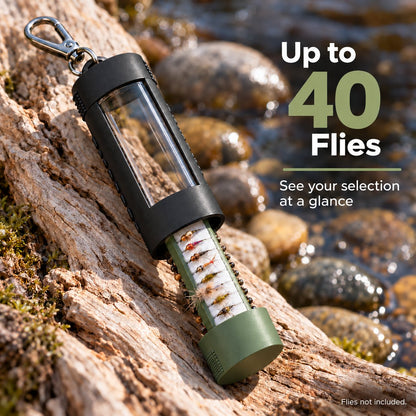 🎣 Wearable Fly Box | Hands-Free Storage with Quick-Access Swivel Clip & Clear Window Design