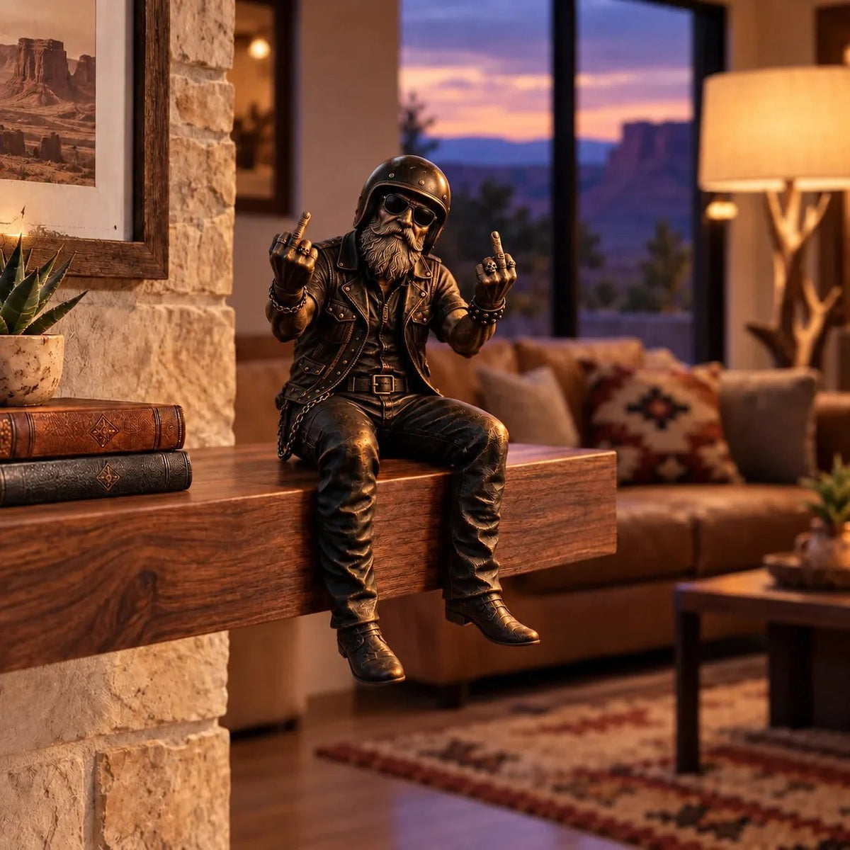 🏍️Old Biker Soul Shelf Sitter Collection – Rustic Motorcycle Rider Figurines for Men