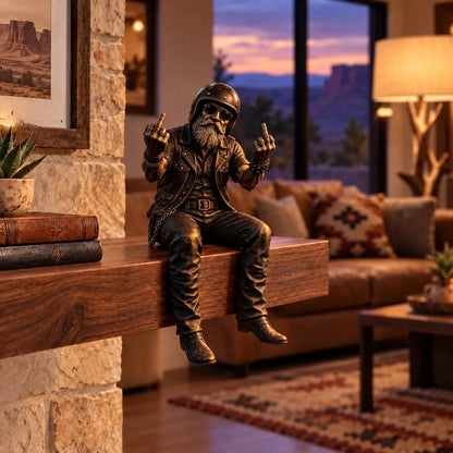 🏍️Old Biker Soul Shelf Sitter Collection – Rustic Motorcycle Rider Figurines for Men