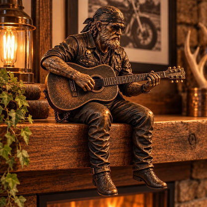🏍️Old Biker Soul Shelf Sitter Collection – Rustic Motorcycle Rider Figurines for Men