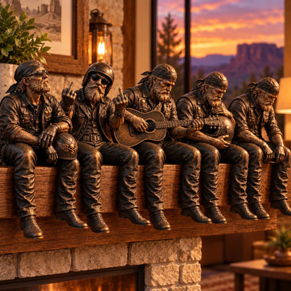 🏍️Old Biker Soul Shelf Sitter Collection – Rustic Motorcycle Rider Figurines for Men