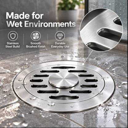🚿 Stainless Steel Floor Drain with Odor-Blocking Core & Fast Drainage
