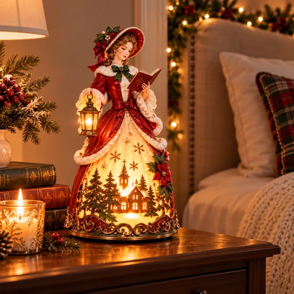 🎄 Victorian Christmas Caroler Lady Lamp™ – Lighted Holiday Tabletop Decor