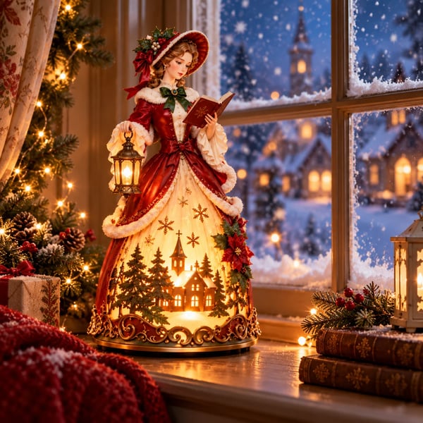 🎄 Victorian Christmas Caroler Lady Lamp™ – Lighted Holiday Tabletop Decor