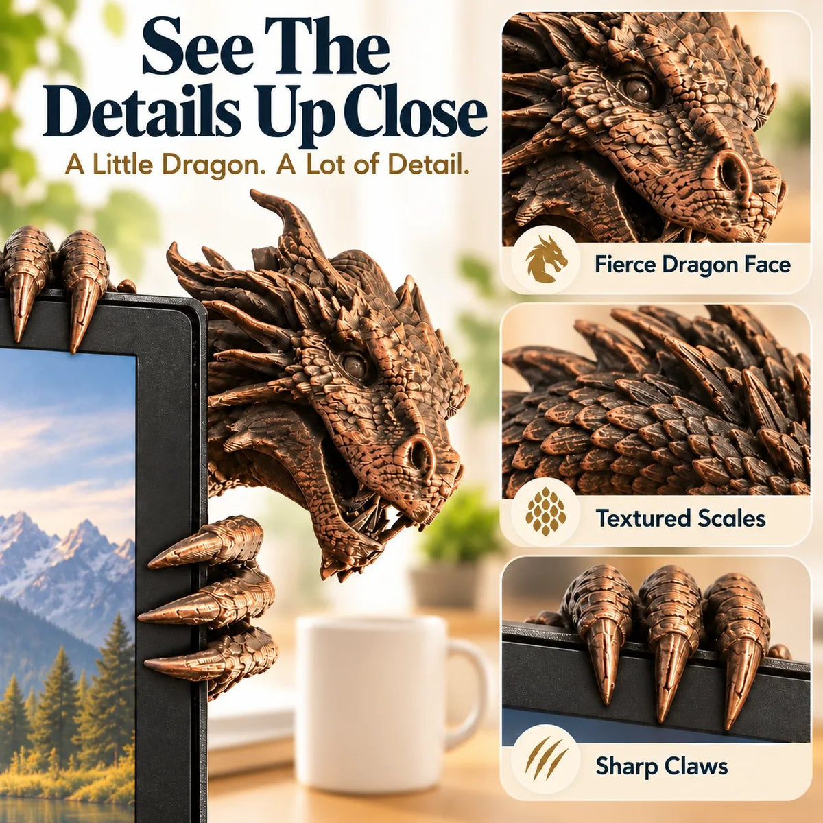 🐲 Dragon Monitor Buddy | Cute Dragon Desktop Companion & Monitor Decor