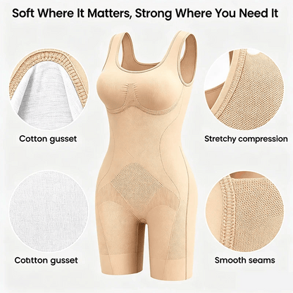 👗 Tummy Control Butt Lifter Faja Bodysuit — Back Support & Open Back Design