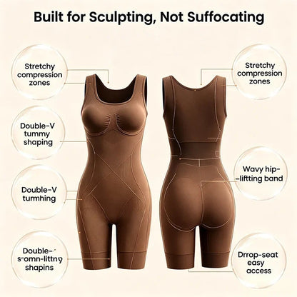👗 Tummy Control Butt Lifter Faja Bodysuit — Back Support & Open Back Design