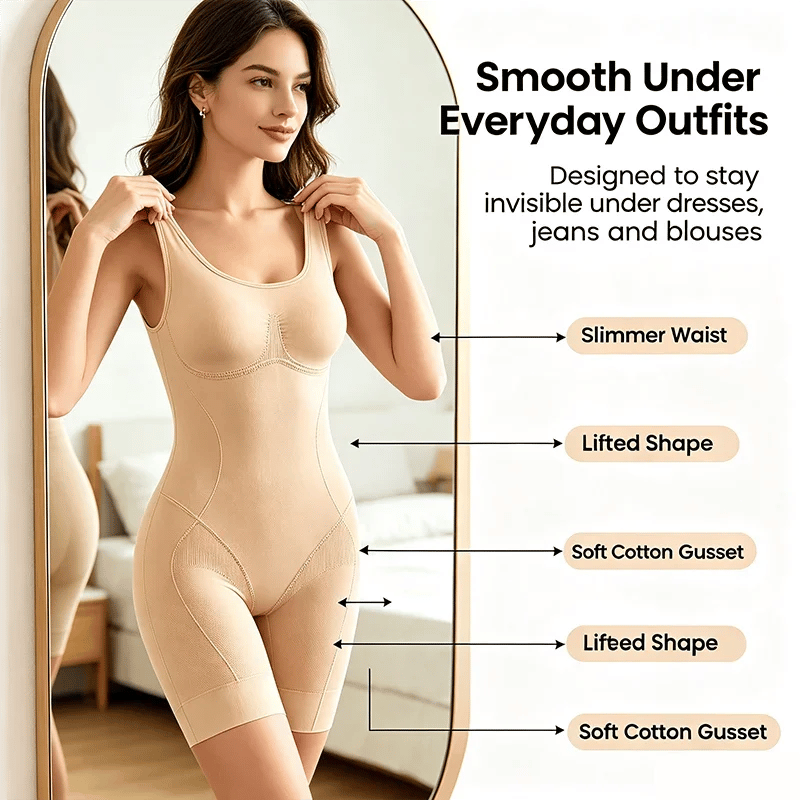 👗 Tummy Control Butt Lifter Faja Bodysuit — Back Support & Open Back Design