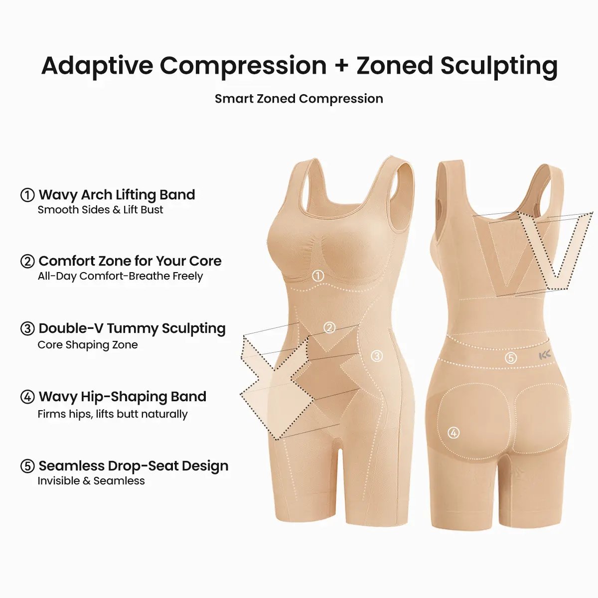 👗 Tummy Control Butt Lifter Faja Bodysuit — Back Support & Open Back Design