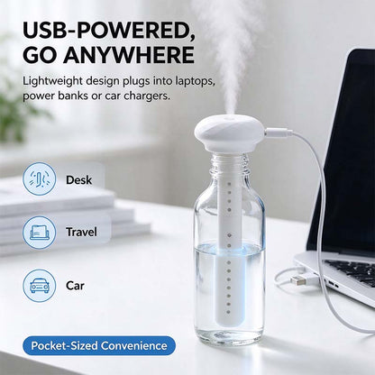 💧 Mini USB Cool Mist Portable Donut Humidifier, Unlimited Water Tank Small Desktop Mist Maker