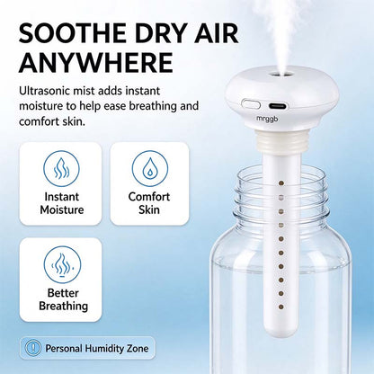 💧 Mini USB Cool Mist Portable Donut Humidifier, Unlimited Water Tank Small Desktop Mist Maker