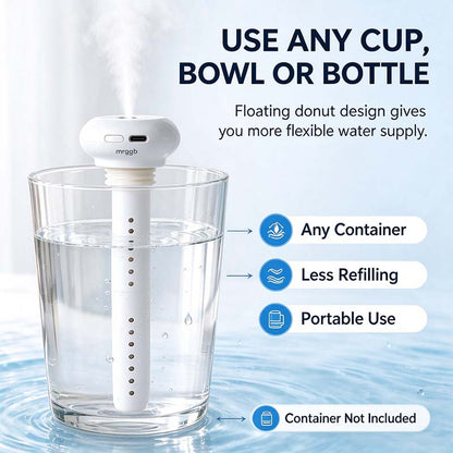💧 Mini USB Cool Mist Portable Donut Humidifier, Unlimited Water Tank Small Desktop Mist Maker