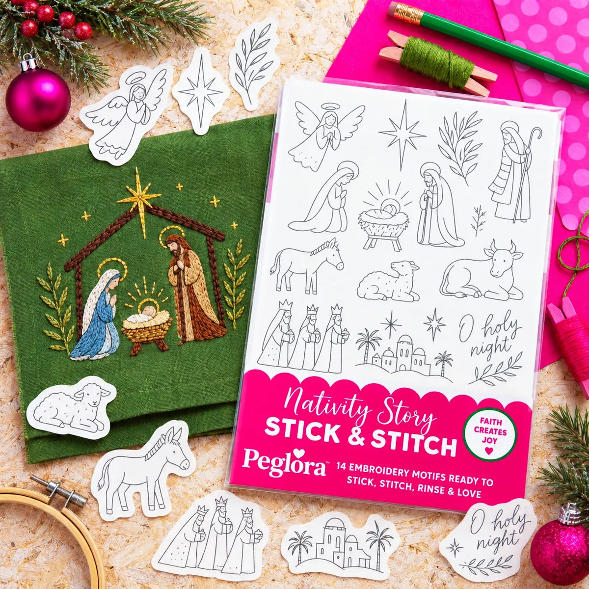 🎄Christmas Stick & Stitch Embroidery Pattern Pack – 5 Sheets / 70 Wash-Away Embroidery Motifs🧵