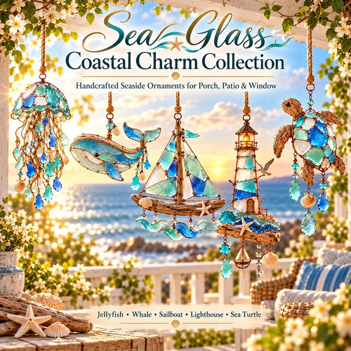 🌊✨ Sea Glass Coastal Charms™ – Handcrafted Ocean Suncatcher Hanging Ornament Collection