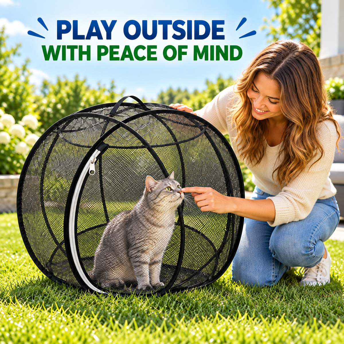 🐱 Portable Pop-Up Cat Playpen – Breathable Mesh Enclosure for Indoor & Outdoor Fun