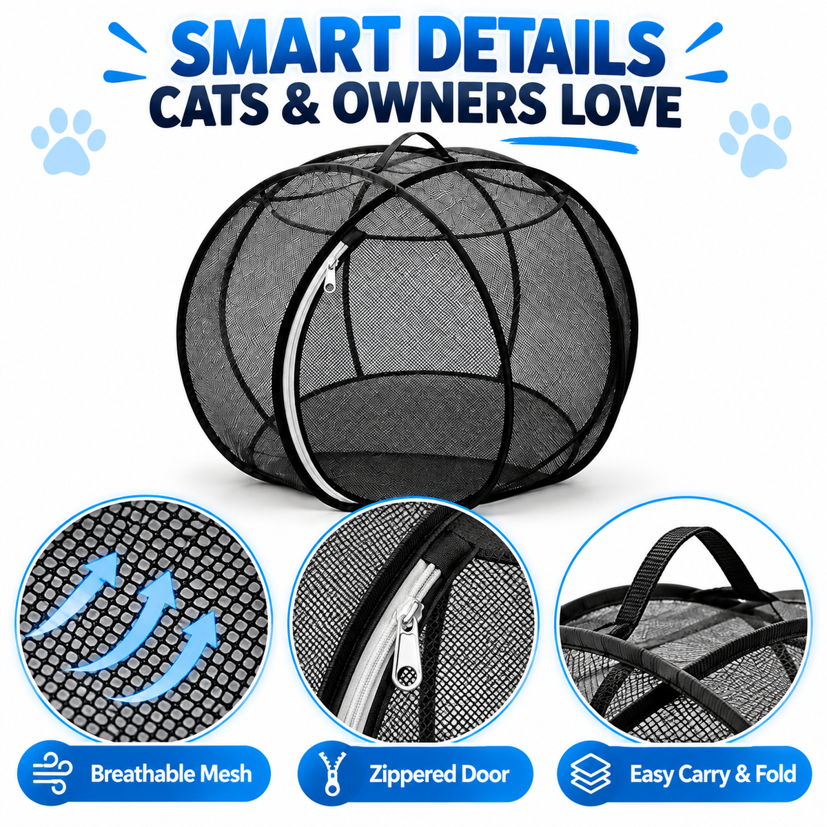 🐱 Portable Pop-Up Cat Playpen – Breathable Mesh Enclosure for Indoor & Outdoor Fun