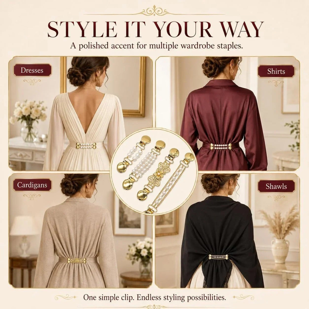 📿Multi-use Waist Cinch Clip | Cardigan & Shawl Clothing Fastener💎