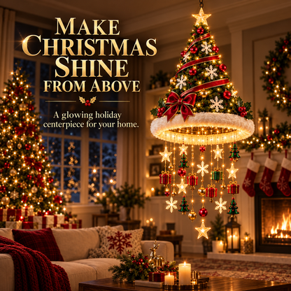 🎄 Premium Lighted Christmas Chandelier ✨ Festive Hanging Holiday Decor with Warm Glowing Lights