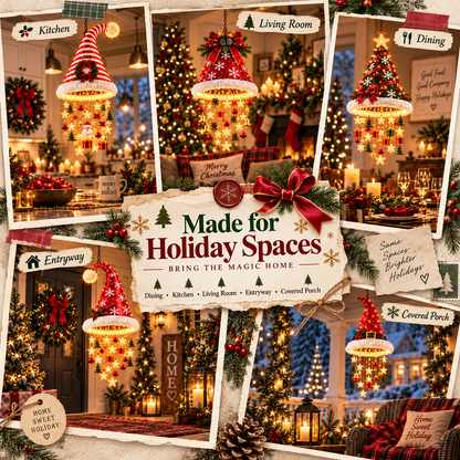 🎄 Premium Lighted Christmas Chandelier ✨ Festive Hanging Holiday Decor with Warm Glowing Lights