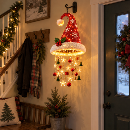 🎄 Premium Lighted Christmas Chandelier ✨ Festive Hanging Holiday Decor with Warm Glowing Lights