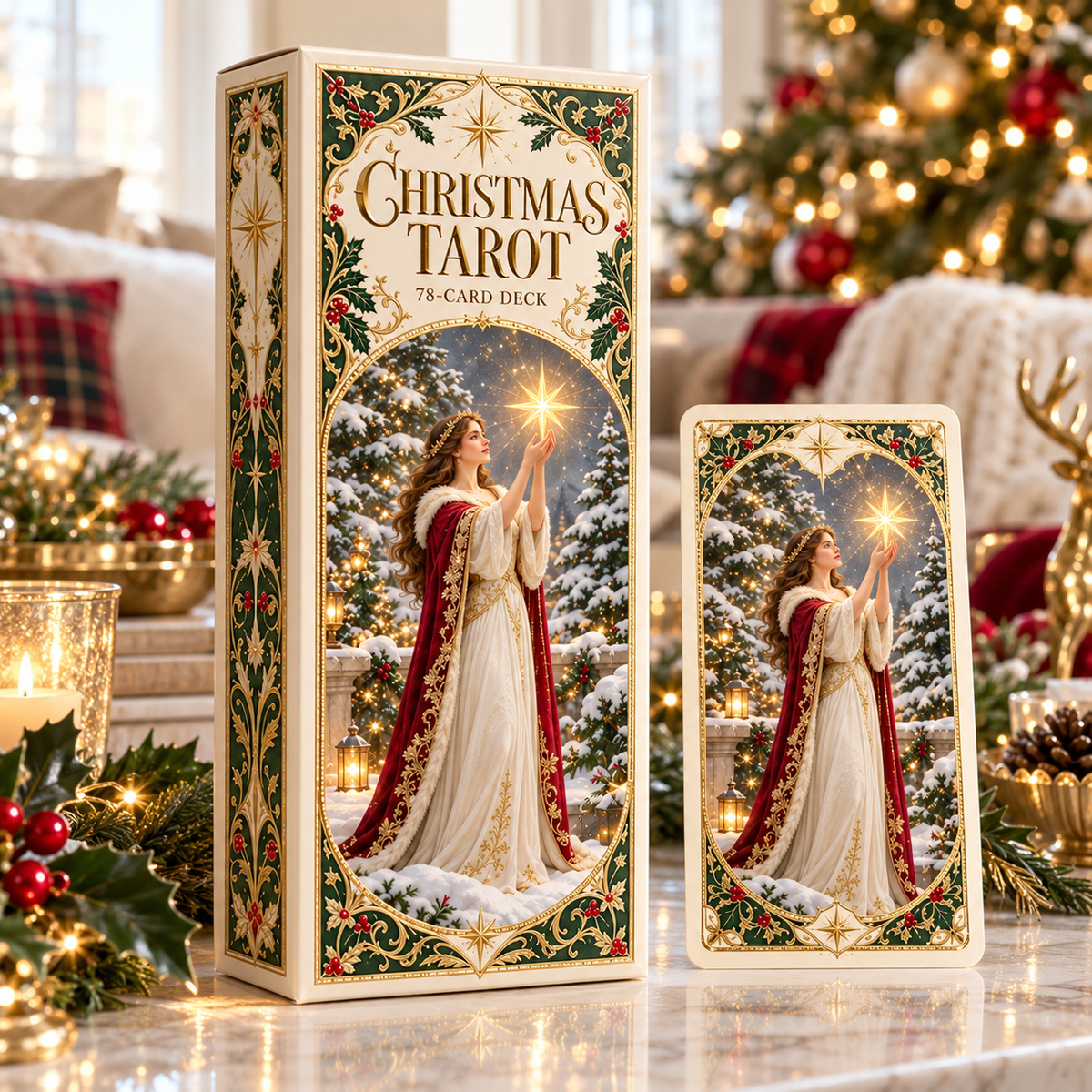 🔮Christmas Tarot Deck – 78 Festive Cards with Guidebook & 12-Day Reflection Guide