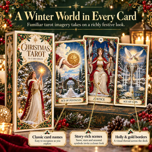 🔮Christmas Tarot Deck – 78 Festive Cards with Guidebook & 12-Day Reflection Guide