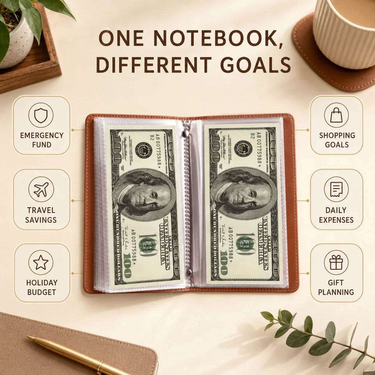 💰 Lockable A6 Savings Notebook with 3-Digit Combination Lock