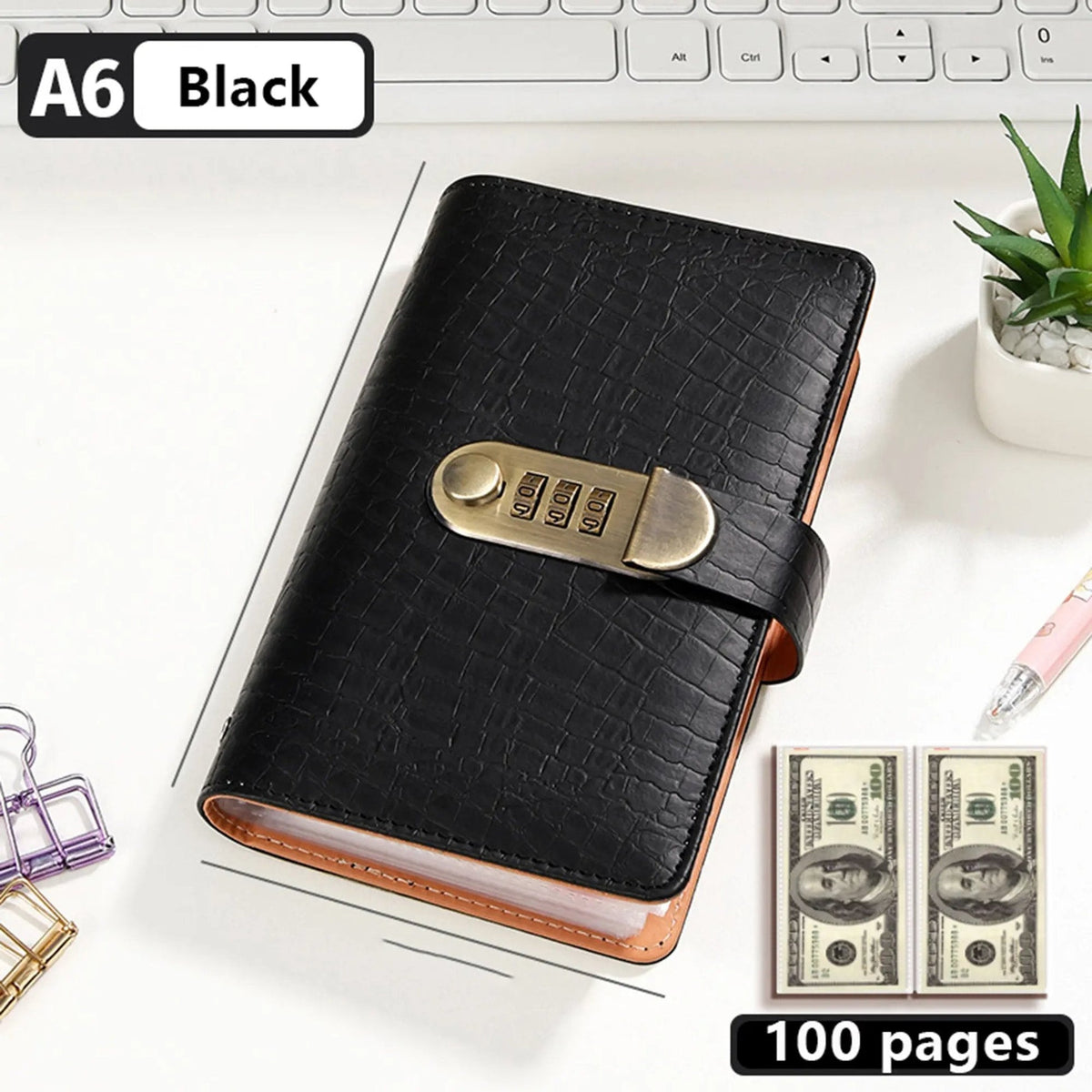 💰 Lockable A6 Savings Notebook with 3-Digit Combination Lock