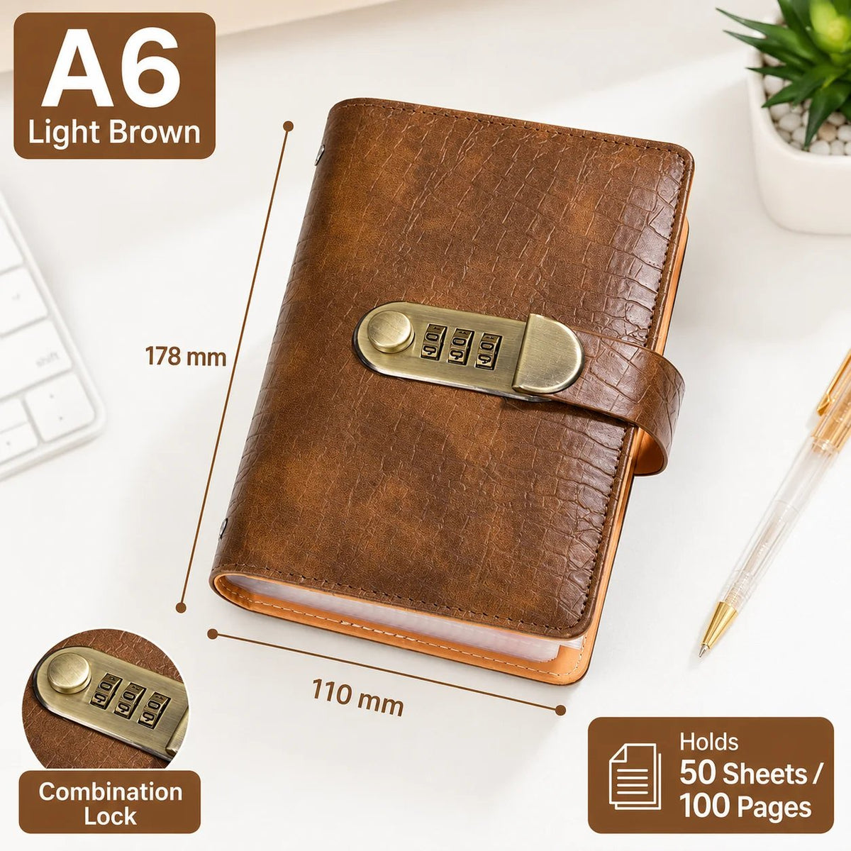 💰 Lockable A6 Savings Notebook with 3-Digit Combination Lock
