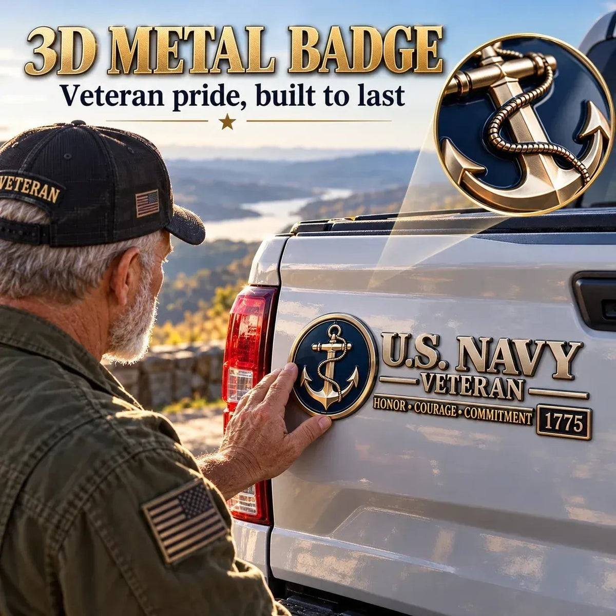 US🎖️ Veteran Honor 3D Metal Car Emblem – A Tribute to Service & Pride