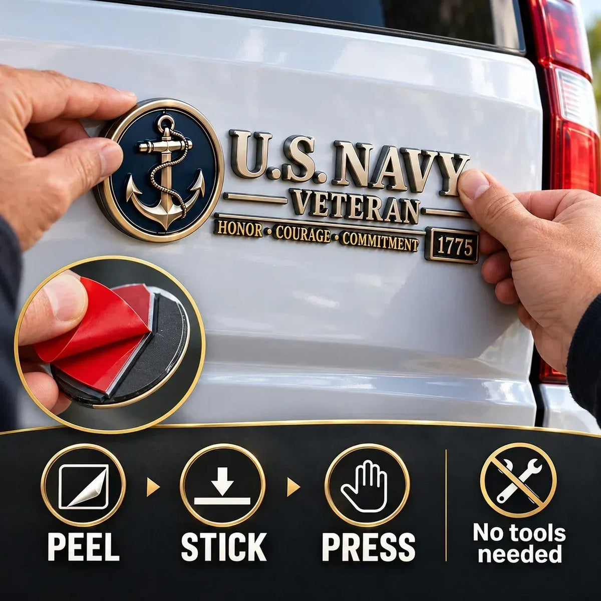 US🎖️ Veteran Honor 3D Metal Car Emblem – A Tribute to Service & Pride