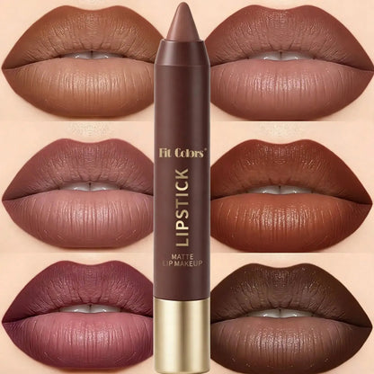 💄Long-Lasting Matte Brown Lip Liner & Lipstick – 6 Colors