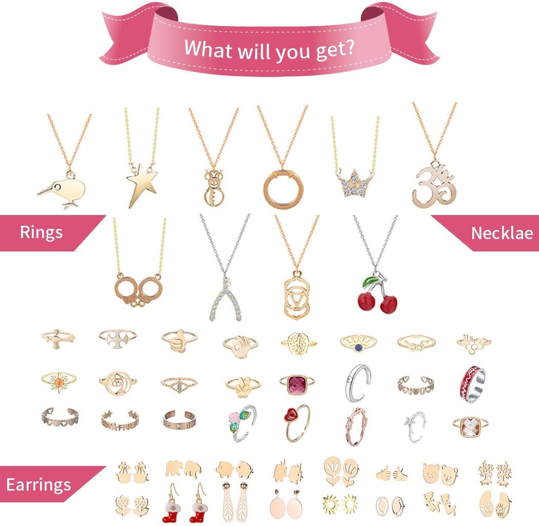 💎 24-Day Christmas Jewelry Blind Box Advent Calendar | Rings, Necklaces & Earrings Gift Set