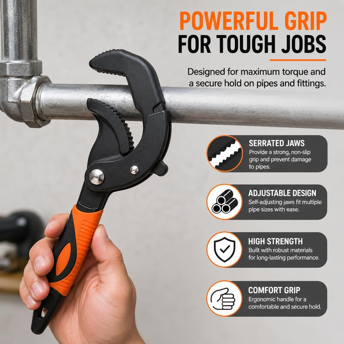 dht™⭐Multifunctional Fast Wrench – Heavy-Duty Adjustable Pipe Wrench