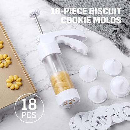 dht™⭐ Cookie Press Gun Set with 12 Discs & 6 Piping Tips | Spritz Cookie Maker for Baking & Decorating