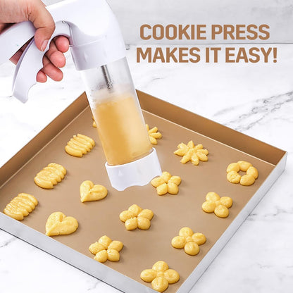 dht™⭐ Cookie Press Gun Set with 12 Discs & 6 Piping Tips | Spritz Cookie Maker for Baking & Decorating