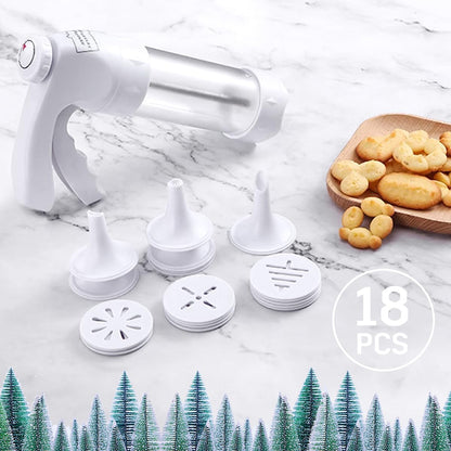 dht™⭐ Cookie Press Gun Set with 12 Discs & 6 Piping Tips | Spritz Cookie Maker for Baking & Decorating