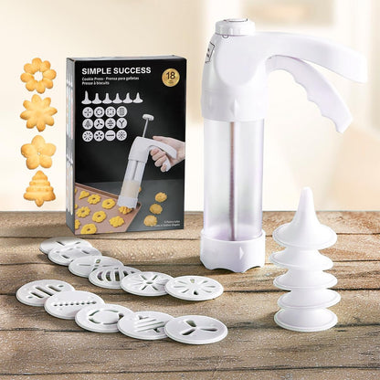 dht™⭐ Cookie Press Gun Set with 12 Discs & 6 Piping Tips | Spritz Cookie Maker for Baking & Decorating