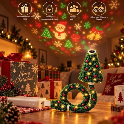 Christmas Tree Shape Projector Light, Dual Holiday Halloween & Christmas Pattern Projection Lamp for Home Party Decor