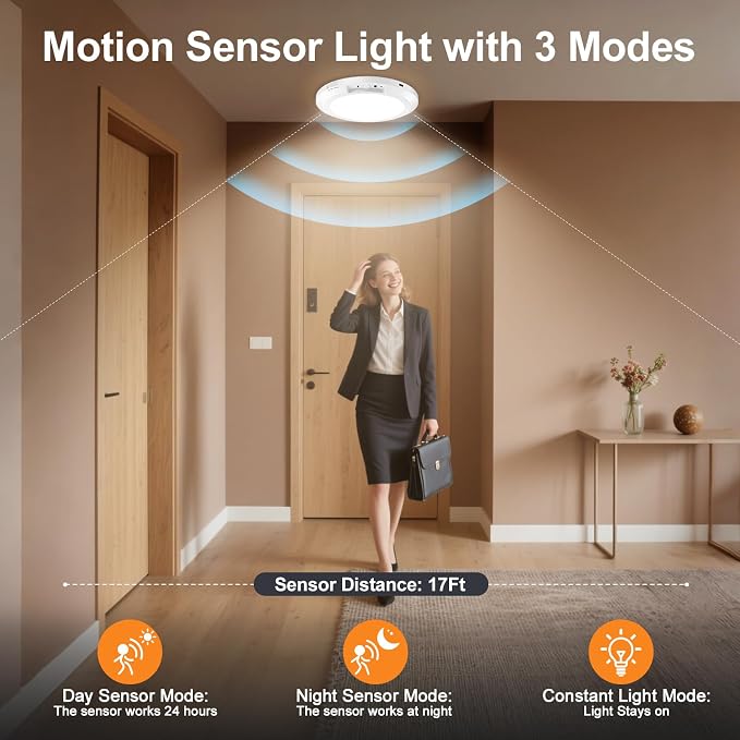 Magnetic 3-Color Rechargeable LED Ceiling Light with Remote