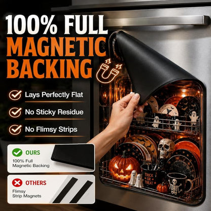 👻💀Reusable Halloween-Themed Magnetic Dishwasher Cover – Kitchen Decor for a Spooky Atmosphere