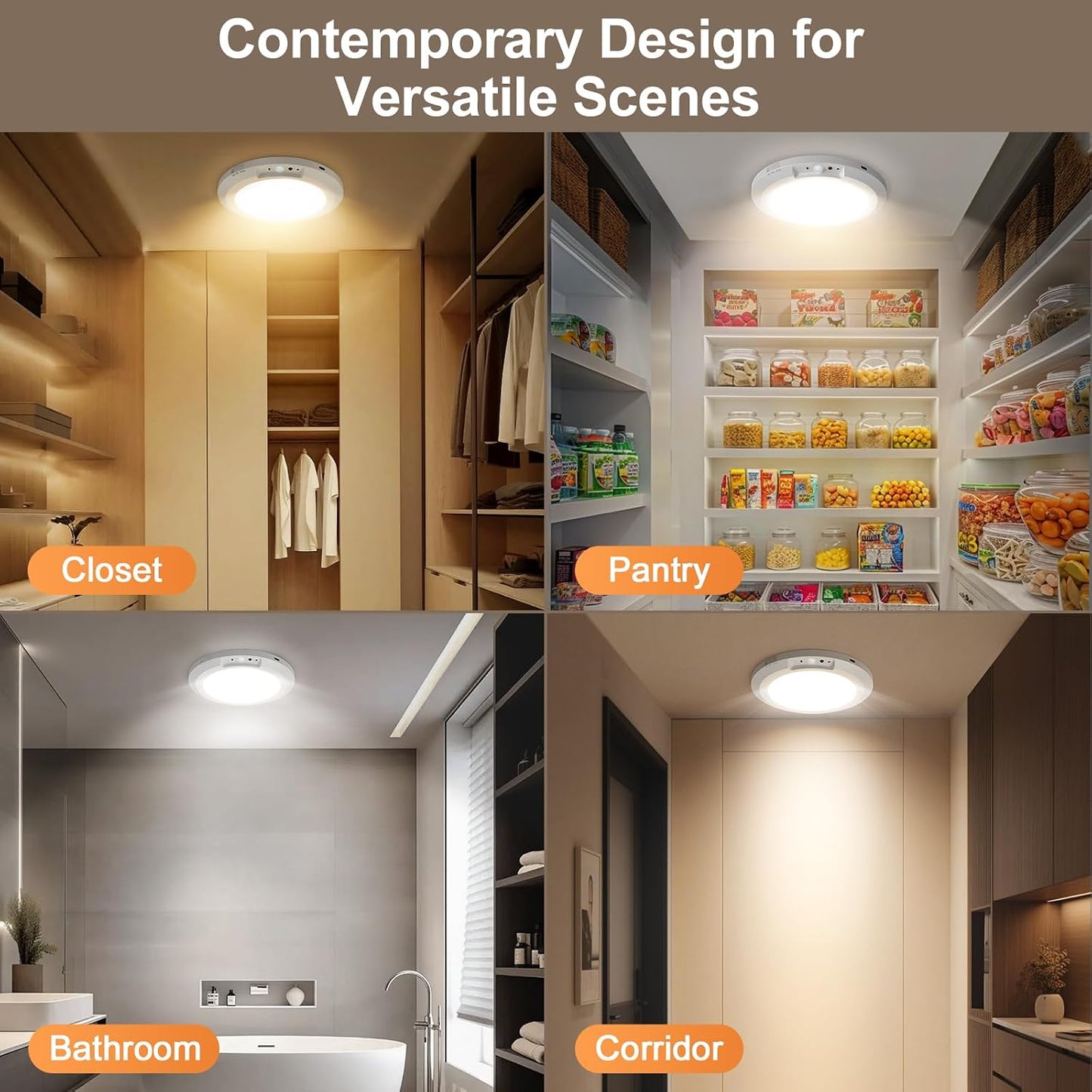 Magnetic 3-Color Rechargeable LED Ceiling Light with Remote