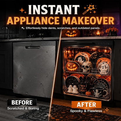 👻💀Reusable Halloween-Themed Magnetic Dishwasher Cover – Kitchen Decor for a Spooky Atmosphere