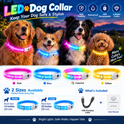 dht™⭐LED Light Up Dog Collar🌈Visible at a distance during the night