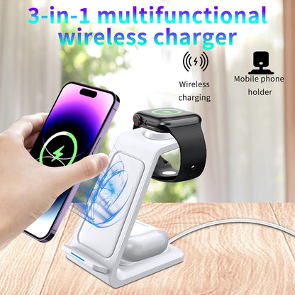 3-in-1 Wireless Charging Station with Apple Watch Charger