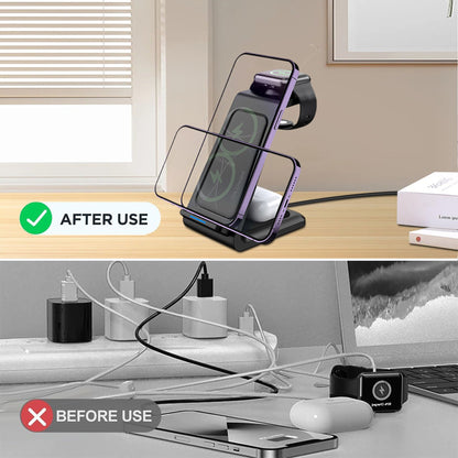 3-in-1 Wireless Charging Station with Apple Watch Charger